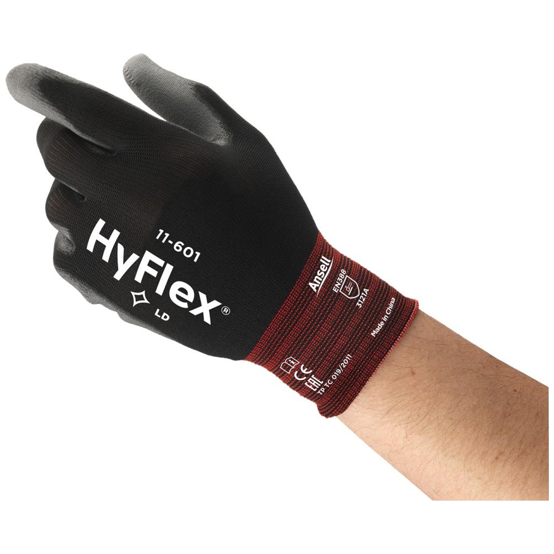 Ansell Montagehandschuh Hyflex 11-601, Gr. 8 grau/schwarz