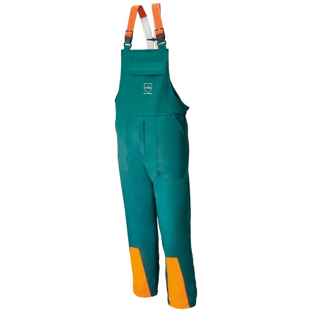 Forstschutz-Latzhose Gr. 46 grün/orange