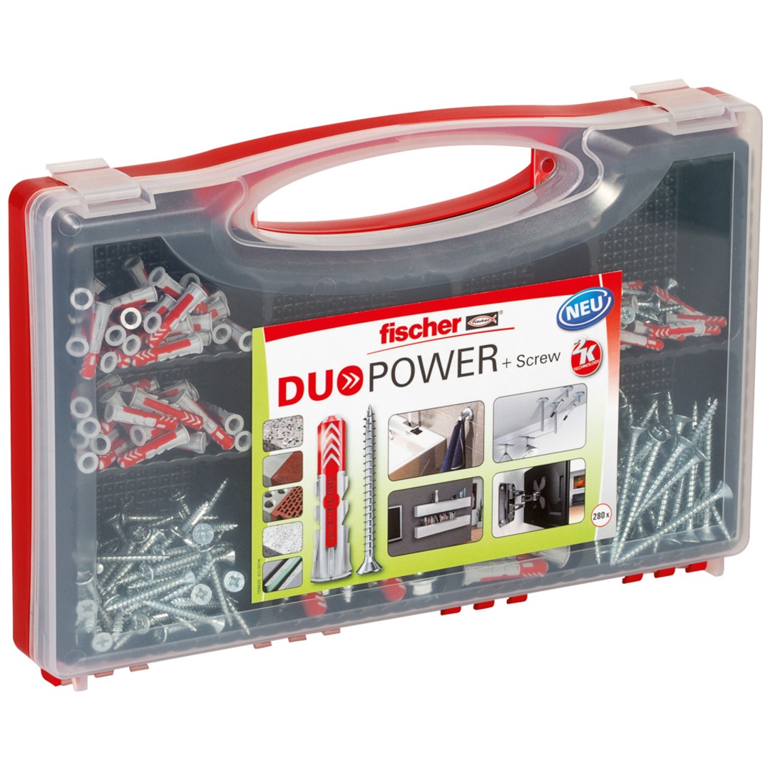 Fischer Duopower 5/6/8/10 x 30/40/50/25 Nylon-Dübel Spreizdübel Klappdübel Hohlraumdübel mit Nagelschraube 140 Stk.