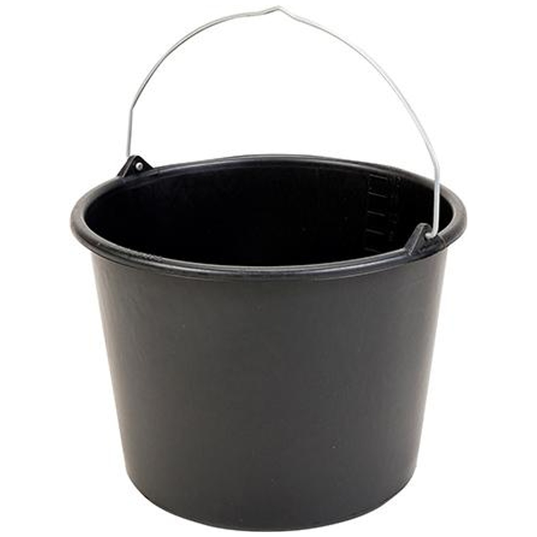 Baueimer 20 l, schwarz Knopfbügel, L-Skala
