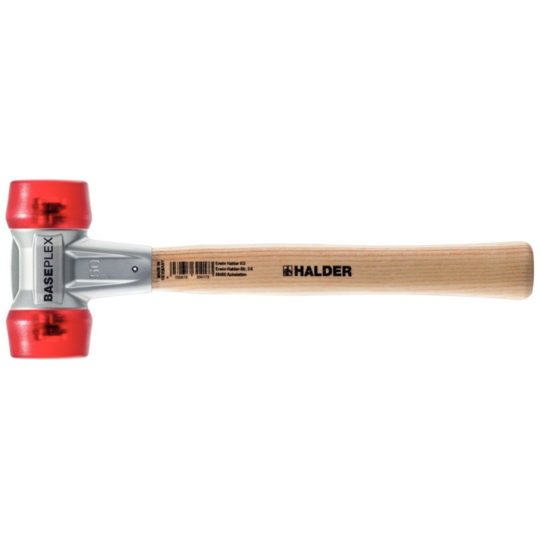 Halder BASEPLEX-Schonhammer, Celluloseacetat/celluloseacetat Zinkdruckguss-Geh., Holzstiel, Ø 50 mm p662202