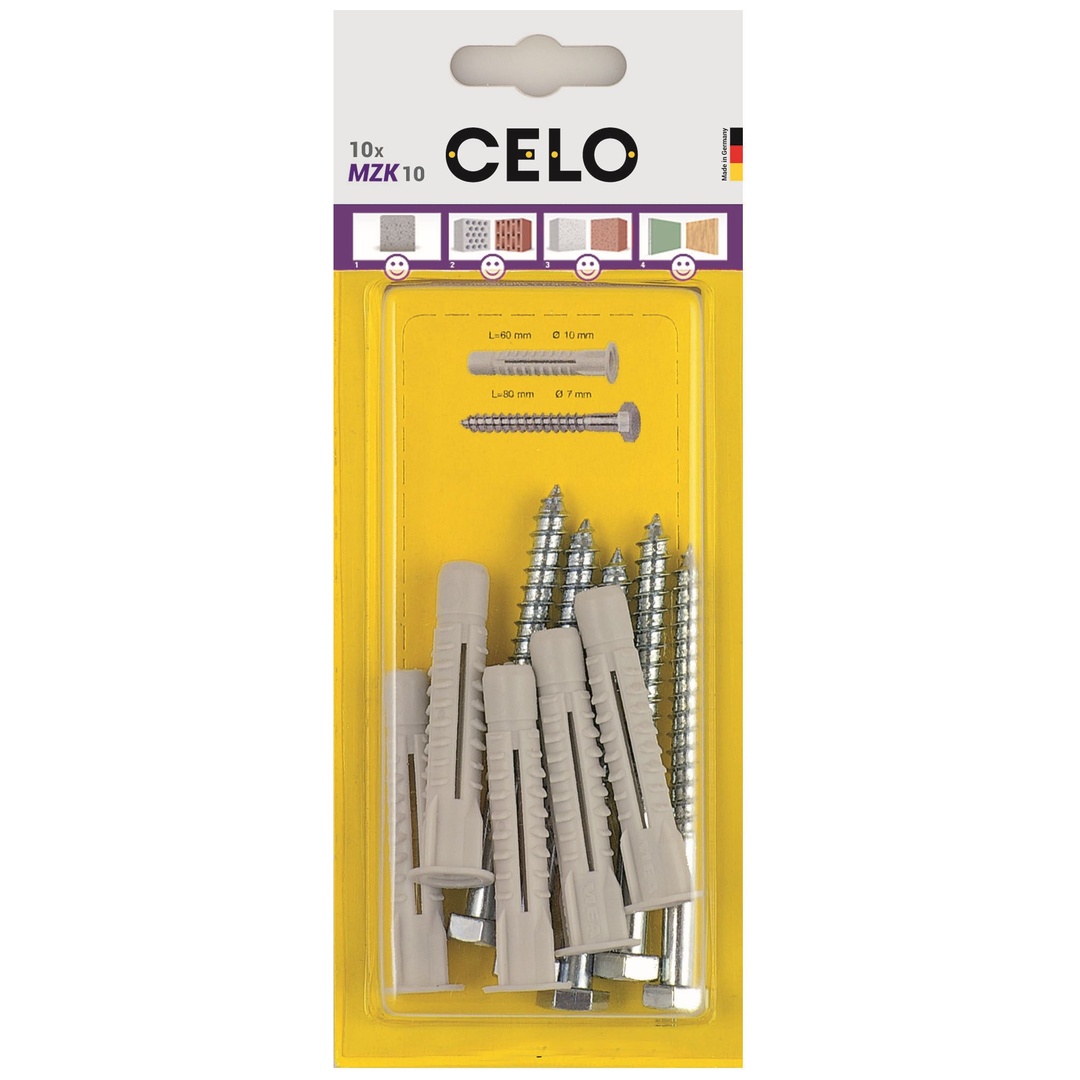 Celo Mehrzweckdübel Blister Mit Kragen Und Schraube Mzk 8-49 Sps (Vpe 8)