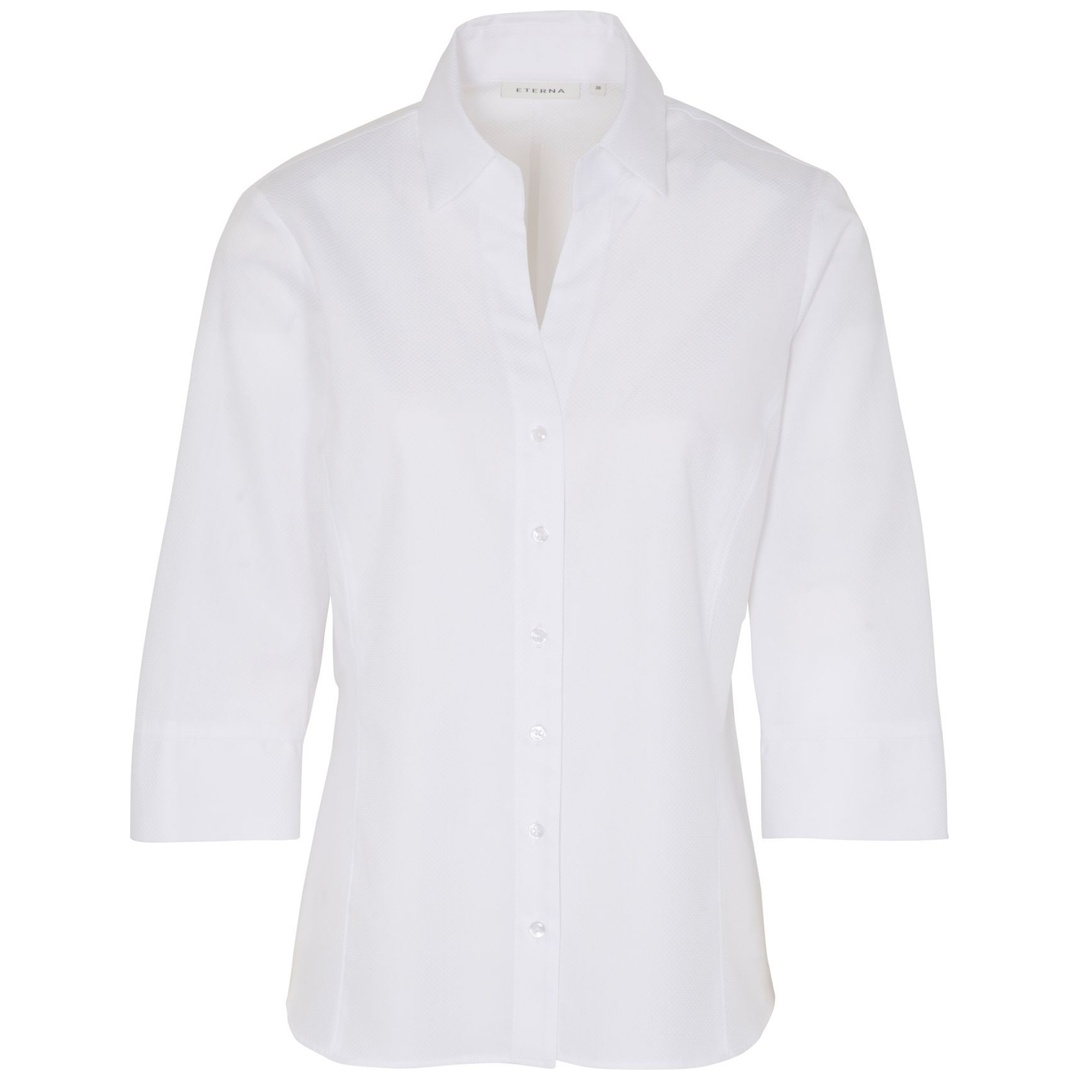 Eterna-R786-700100-45cm Tailliert Bluse Getupft Gr. 50 weiß