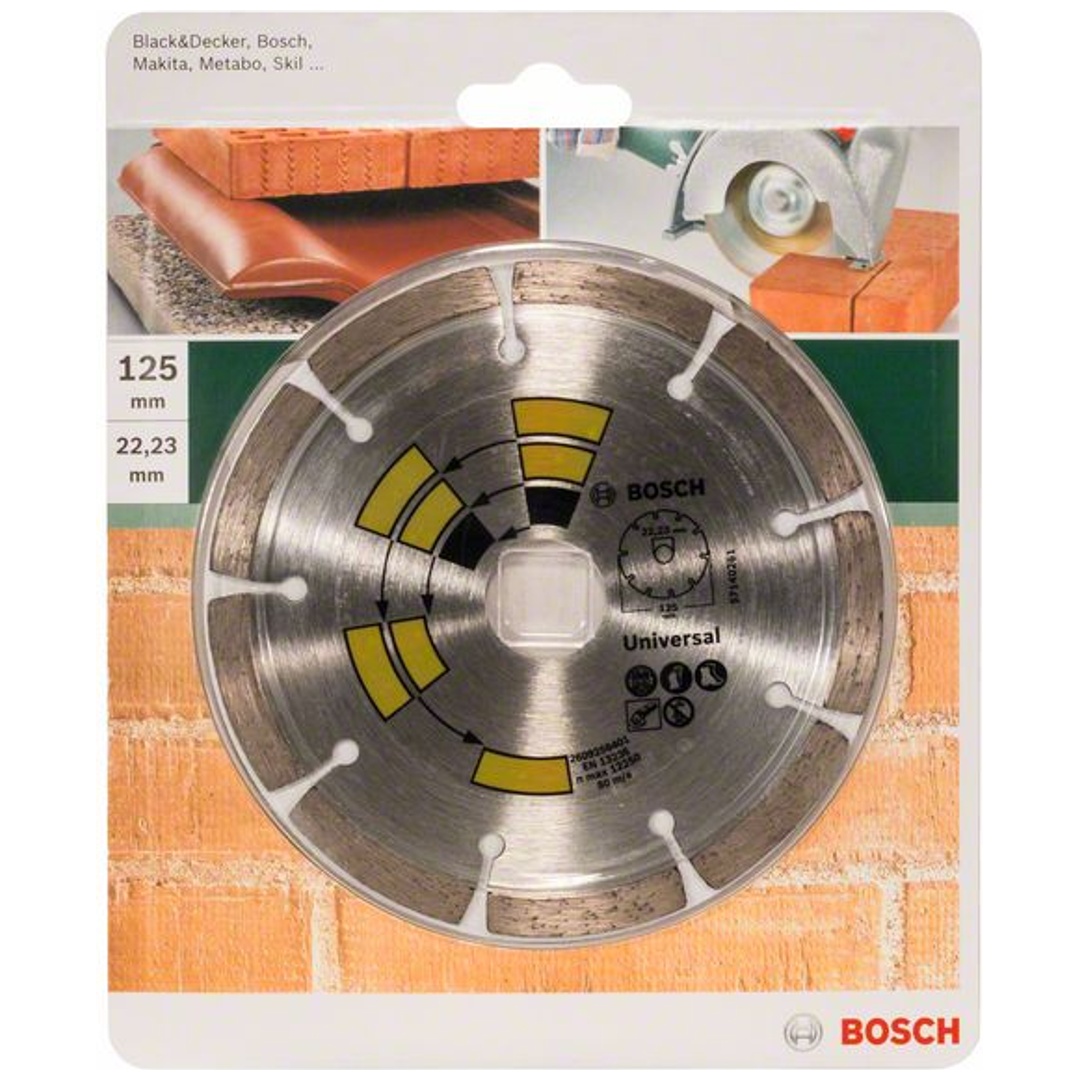 Bosch Diamanttrennscheibe Universal, 125 x 22,23 x 1,7 x 7,0 mm