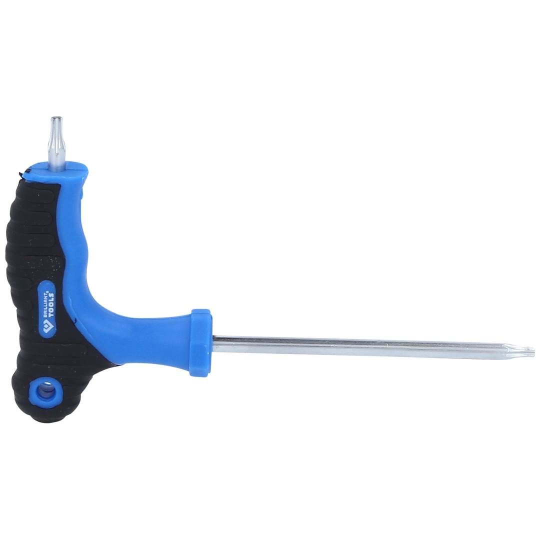 Brilliant Tools T-Griff-TX mit Stirnlochbohrung-Winkelstiftschlüssel T10 x 75 mm