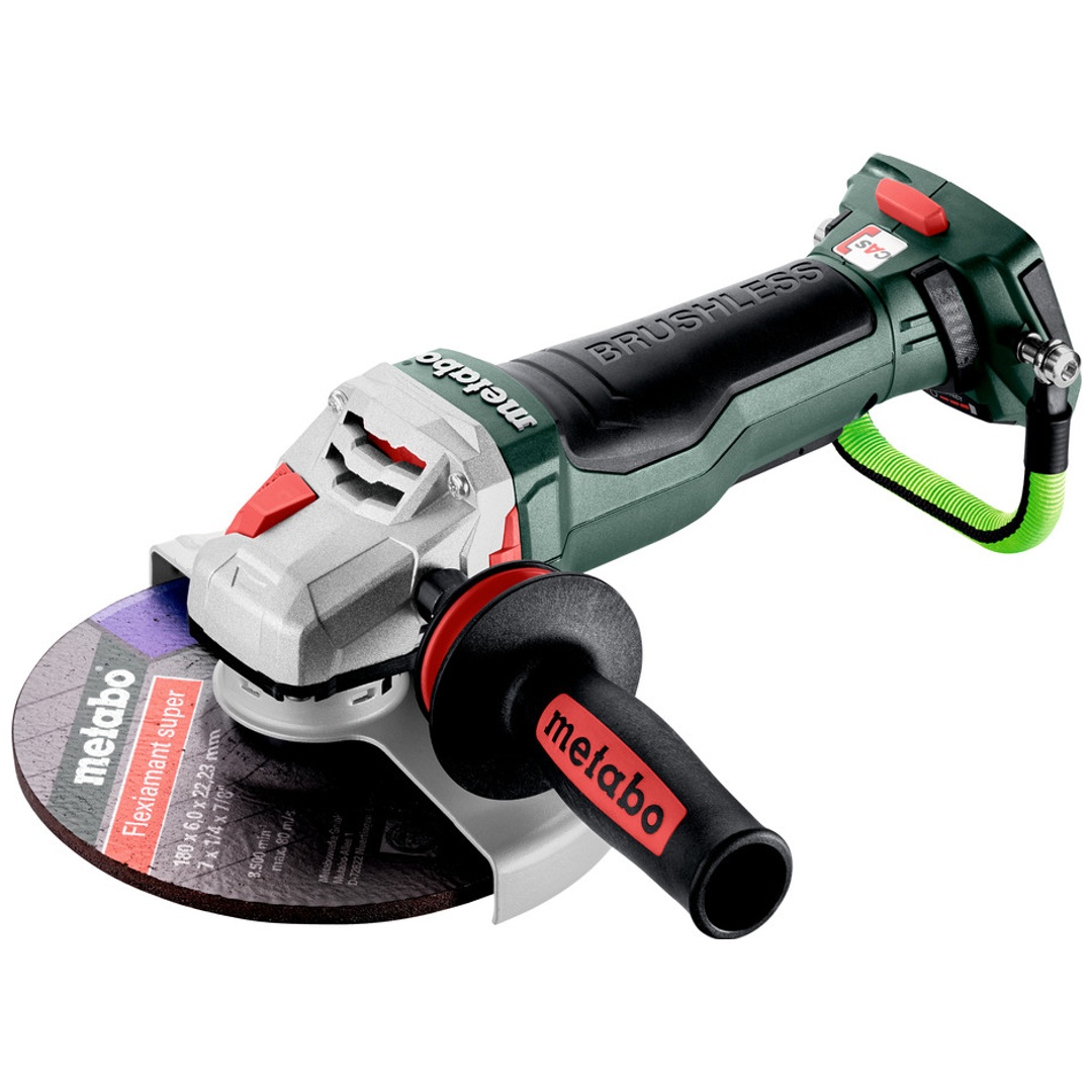 Metabo Akku-Winkelschleifer WPBA 18 LTX BL 15-180 Quick DS, mit Bremse, Schnellspannmutter, drehbarem Akkupack, Totmannschalter, metaBOX 165 L