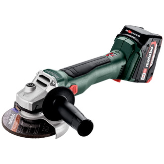 Metabo Akku-Winkelschleifer W 18 L BL 9-125, metaBOX 165 L, 18V 2x4Ah Li-Power + ASC 55