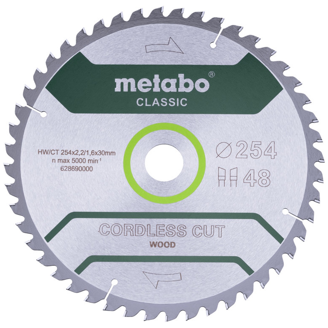 Metabo Sägeblatt cordless cut wood - classic, 254x30 Z48 WZ 5°