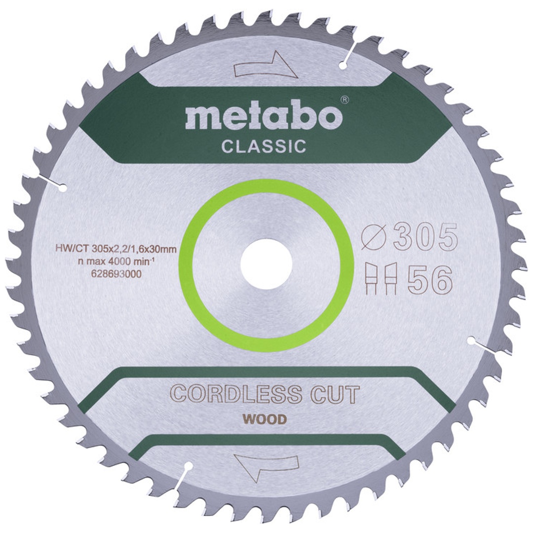 Metabo Sägeblatt cordless cut wood - classic, 305x30 Z56 WZ 5°