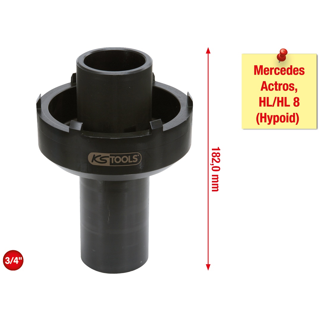 KS Tools 3/4 Nutmuttern-Schlüssel mit 6 Zapfen für Mercedes, 105-125 mm