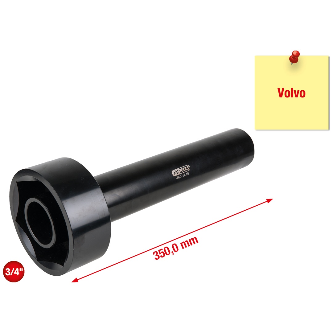 KS Tools Achsmuttern-Schlüssel mit Führungsrohr für Volvo, 95 mm