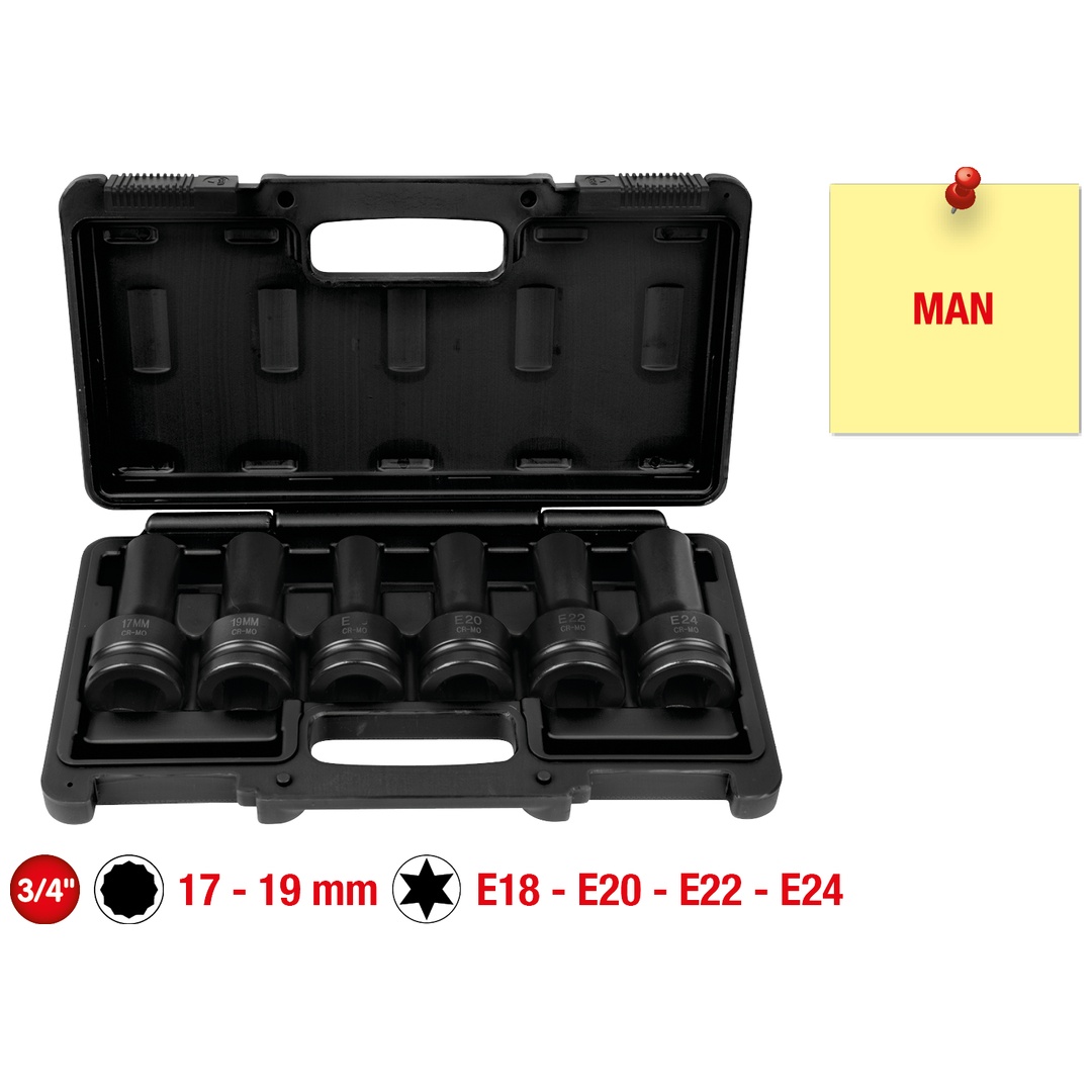 KS Tools 3/4 Kraft-Stecknuss-Satz, 6-tlg.