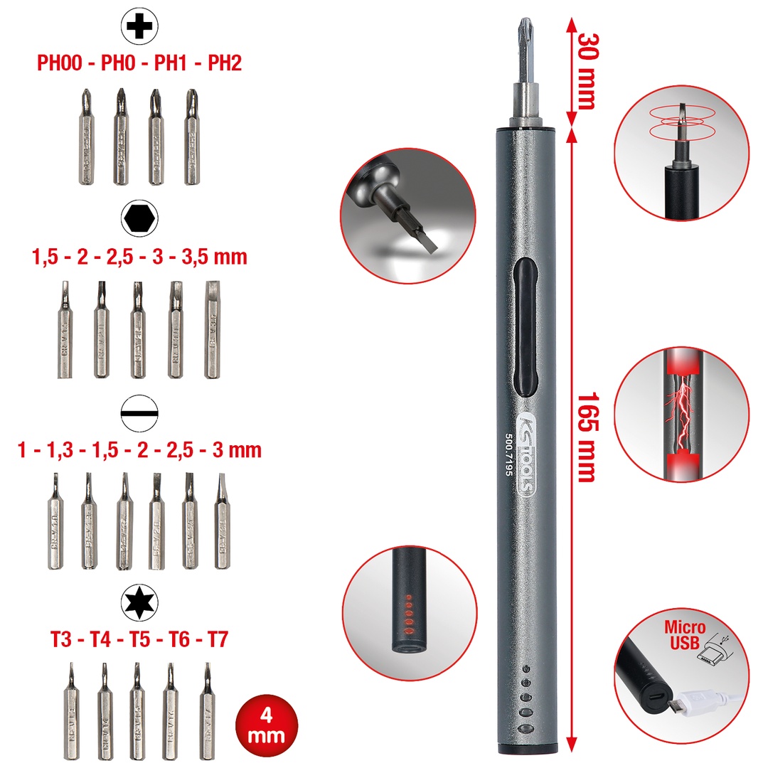 KS Tools Feinmechanik-USB-Akku-Schraubendreher