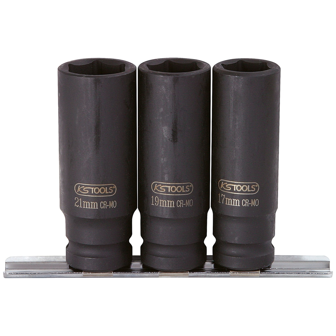 KS Tools 1/2 Sechskant-Kraft-Stecknuss-Satz, lang, 3-tlg