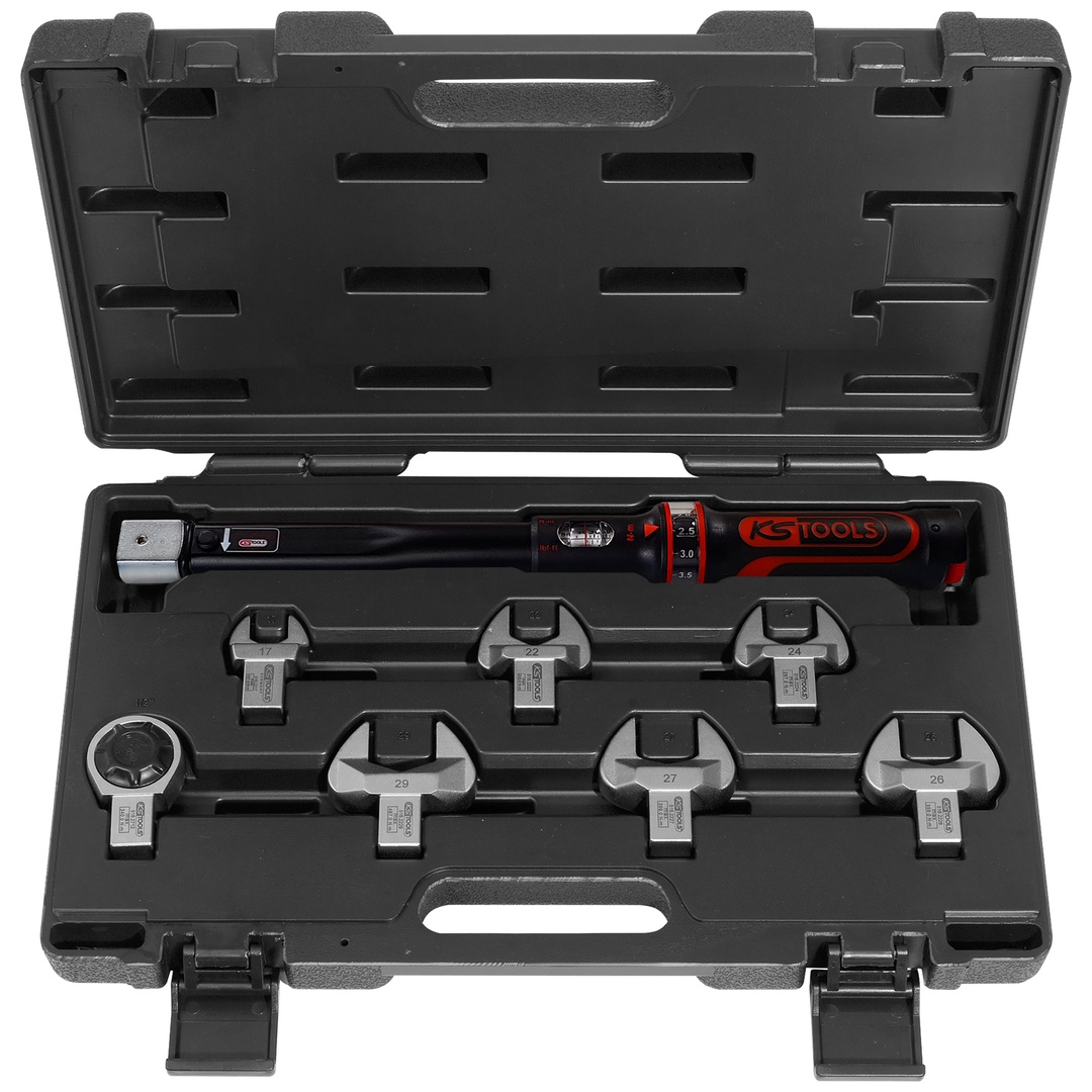 KS Tools ERGOTORQUEprecision Kälte-Klima-Drehmomentschlüssel-Werkzeugsatz 20 - 100 Nm, 8-tlg.