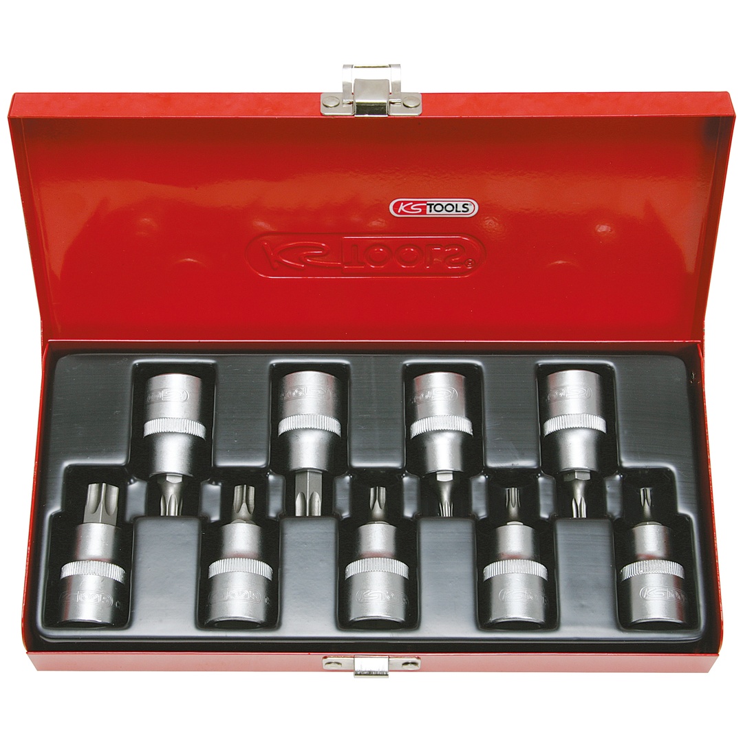 KS Tools 1/2 Bit-Stecknuss-Satz, 9-tlg, TB20-TB60 mit Stirnlochbohrung