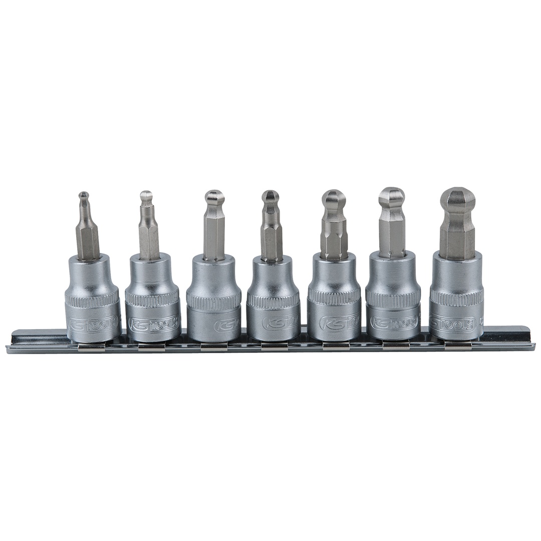 KS Tools 3/8 Bit-Stecknuss-Satz Innensechskant mit Kugelkopf, 7-tlg