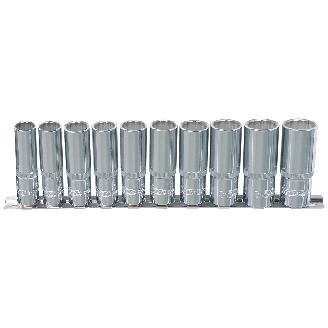 KS Tools 1/4 CHROMEplus 12-kant-Stecknuss-Satz, lang, 10-tlg. 4-13 mm