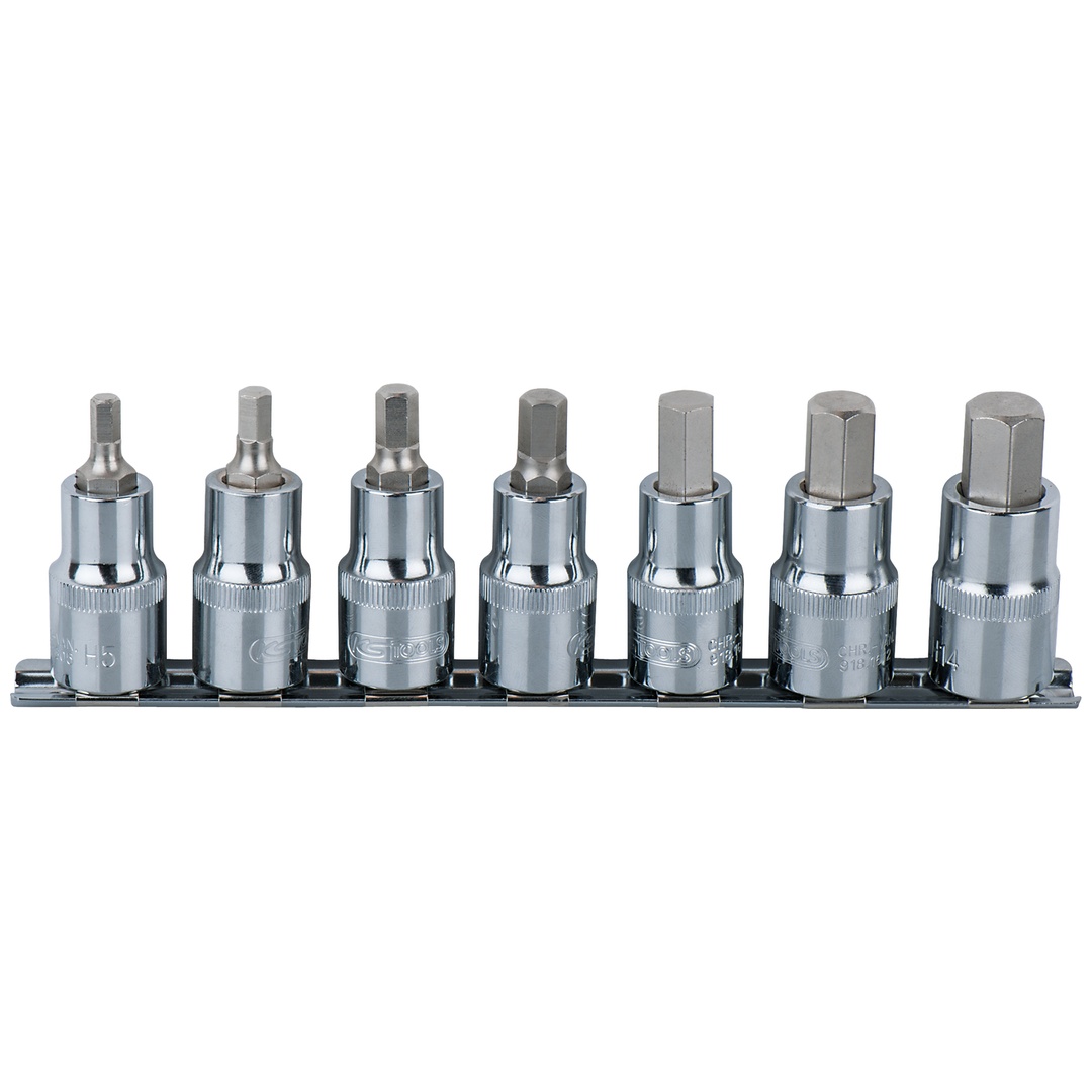 KS Tools 1/2 CHROMEplus Bit-Stecknuss-Satz Innensechskant, 7-tlg. 5-14 mm,kurz