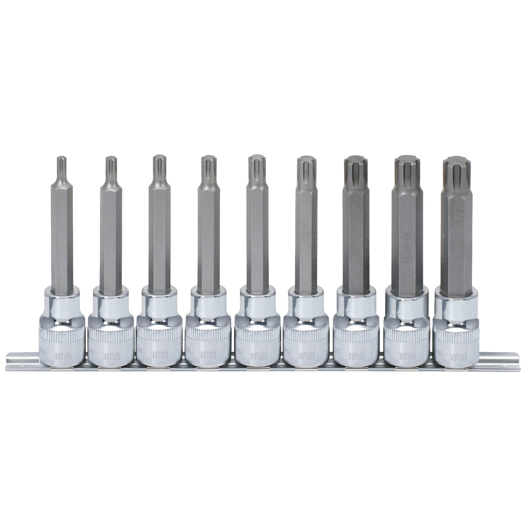 KS Tools 1/2 CHROMEplus RIBE-Bit-Stecknuss-Satz, lang, 9-tlg M5-M14