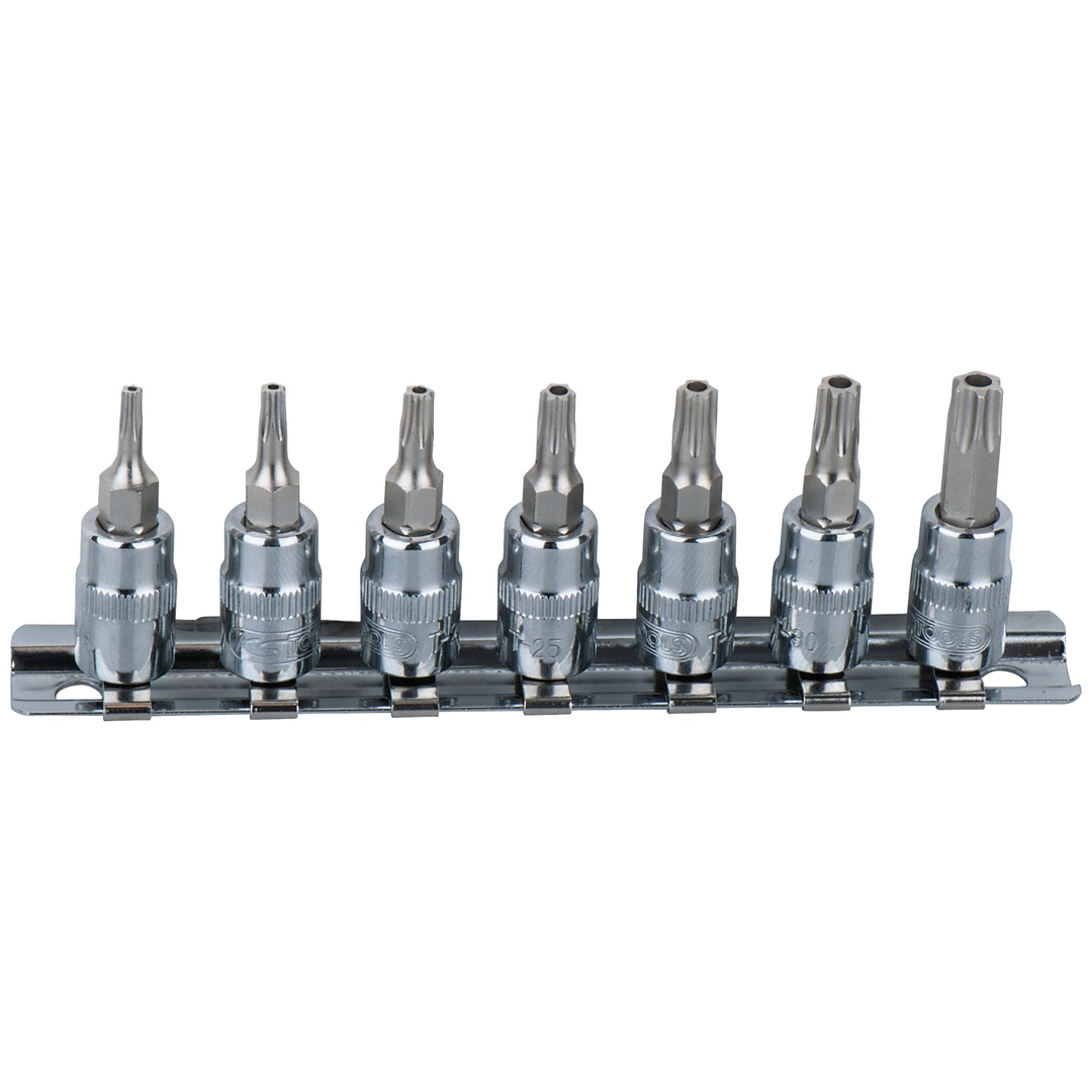 KS Tools 1/4 CHROMEplus Bit-Stecknuss-Satz TX, Bohrung, 7-tlg TB10-TB40