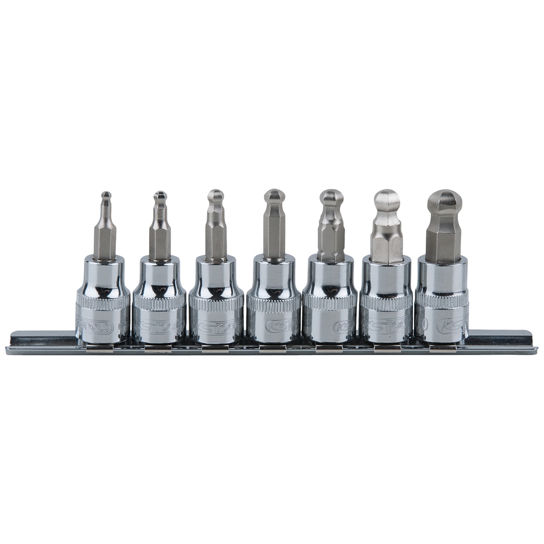 KS Tools 3/8 CHROMEplus Bit-Stecknuss-Satz Innen6kant, Kugelkopf, 7-tlg.3-10 mm
