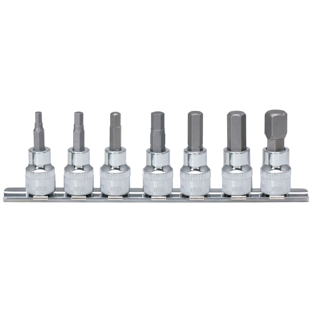 KS Tools 1/4 CHROMEplus Bit-Stecknuss-Satz Innensechskant, 7-tlg.2,5-8 mm