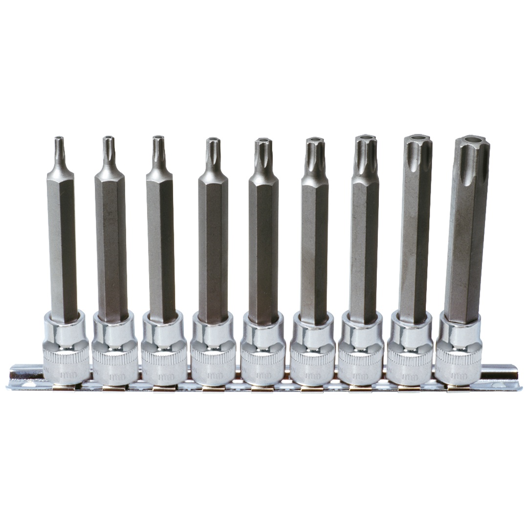 KS Tools 3/8 CHROMEplus Bit-Stecknuss-Satz TX, Bohrung, lang, 9-tlgTB20-TB60