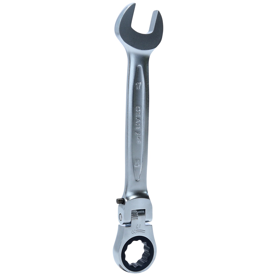 KS Tools GEARplus Gelenk-Ratschenringmaulschlüssel feststellbar, 17 mm