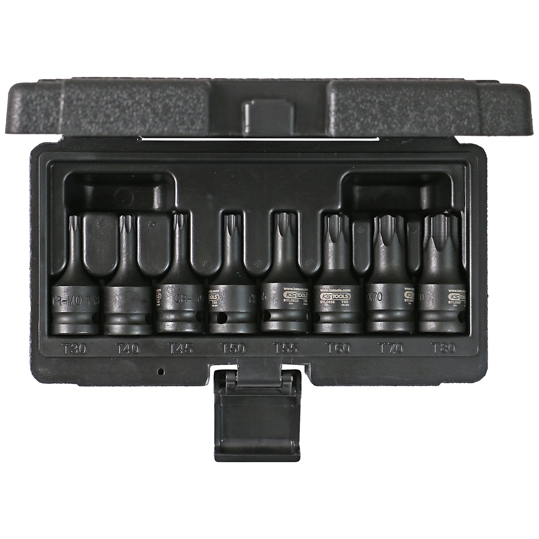 KS Tools 1/2 Kraft-Bit-Stecknuss-Satz TX, 8-tlg, T30-T80, kurz