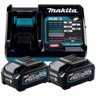 Makita Power Source-Kit 40V max., XGT, 2 Akkus BL4025 40V 2,5 Ah, 1 Schnellladegerät DC40RA