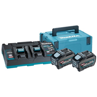 Makita Power Source-Kit 40V max., XGT, 2 Akkus BL4050F 5,0 Ah, Doppelladegerät, MAKPAC Gr. 3