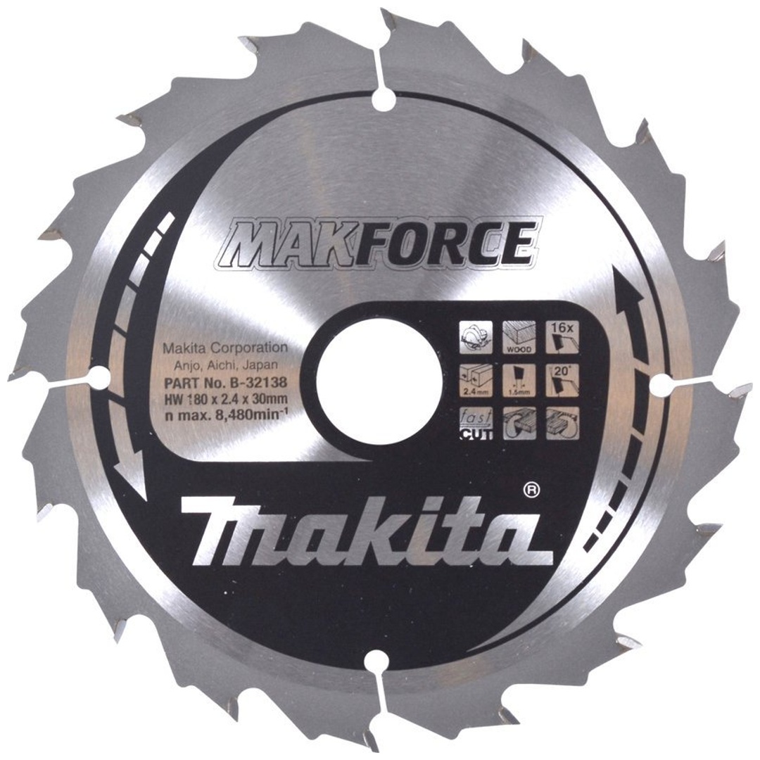 Makita Kreissägeblatt MAKFORCE 180/30 mm, 16 Zähne, 1,5 mm, Holz