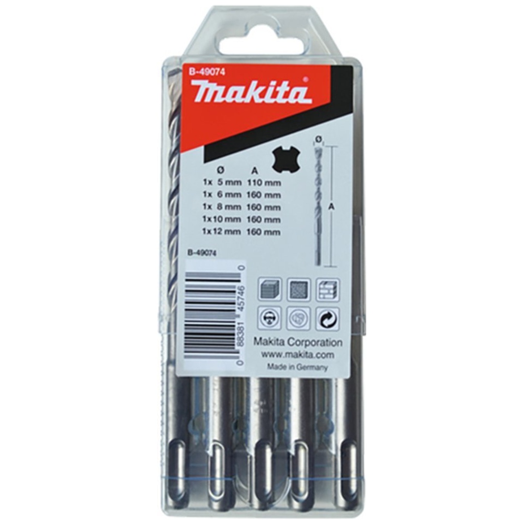 Makita HM Bohrer-Set V-PLUSNr. 3 Ø 5 x 110 mm und Ø 6/8/10/12 x 160 mm, SDS-plus