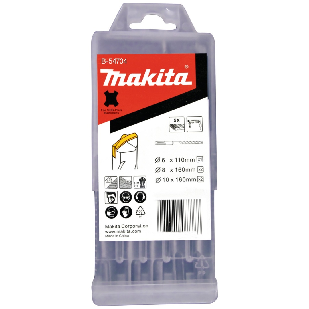 Makita HM Bohrer-Set Ø 6 x 110 mm, 2x Ø 8 x 160 mm, 2x Ø 10 x 160 mm, SDS-plus