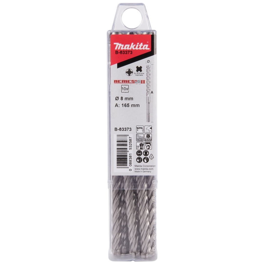 Makita HM Bohrer NEMESIS II Ø 8,0 mm, Länge 165 mm, SDS-plus, 10 Stk.