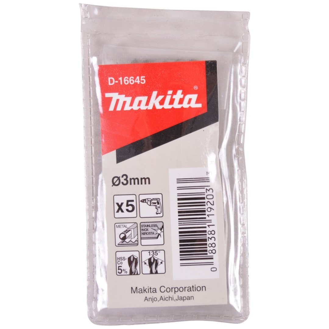 Makita HSS Co Metallbohrer, Ø 3,0 mm, Länge 61 mm, 5 Stk.