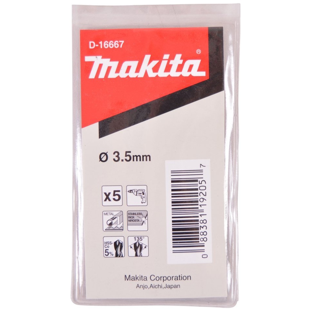 Makita HSS Co Metallbohrer, Ø 3,5 mm, Länge 70 mm, 5 Stk.