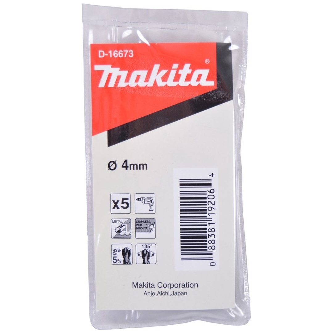 Makita HSS Co Metallbohrer, Ø 4,0 mm, Länge 75 mm, 5 Stk.