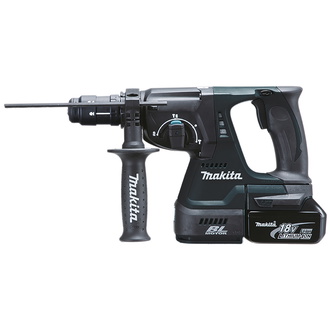 Makita Akku-Kombihammer DHR243RTJB, 18 V, SDS-plus, incl. 2x Akku 5 Ah, Schnellladegerät, Zubehör, MAKPAC