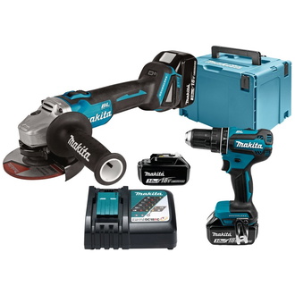 Makita Akku-Kombo-Kit 18V: 2 Maschinen, 3 Akkus, 1 Ladegerät