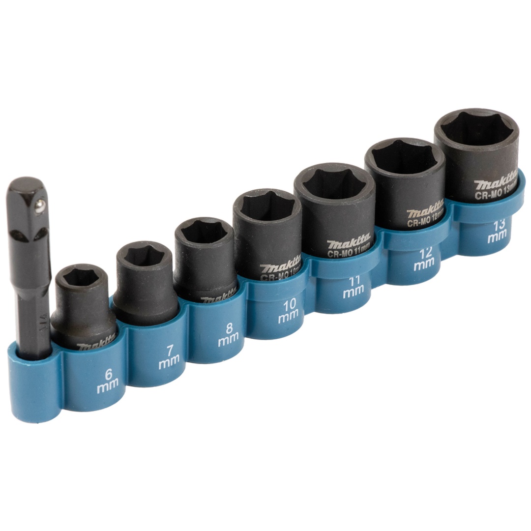 Makita Stecknuss-Set 6-13 mm für Schlagschrauber m. 1/4-Adapter