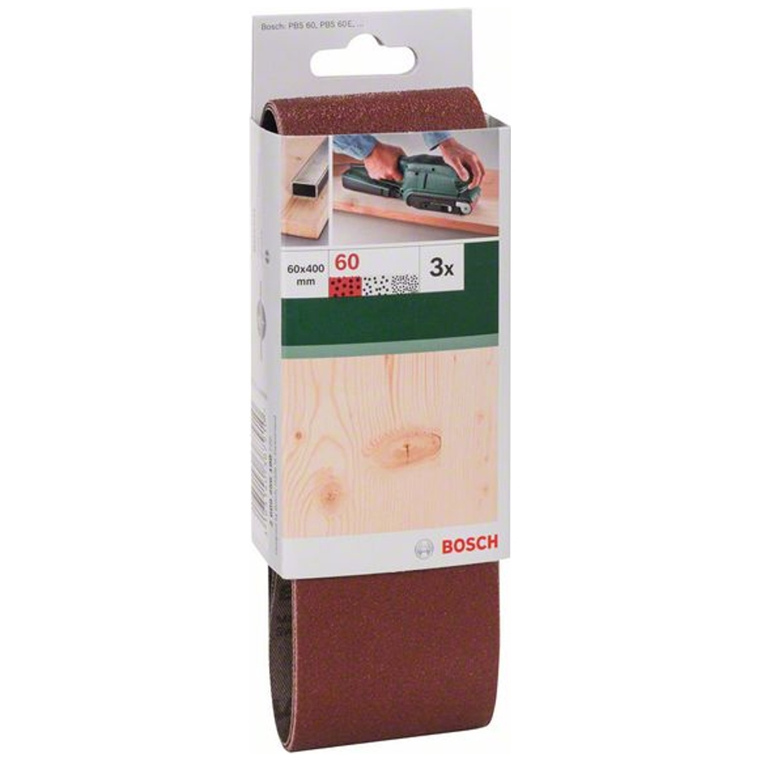 Bosch Schleifband-Set, 3-tlg., rote Qualität, DIY, 60 x 400 mm, 60