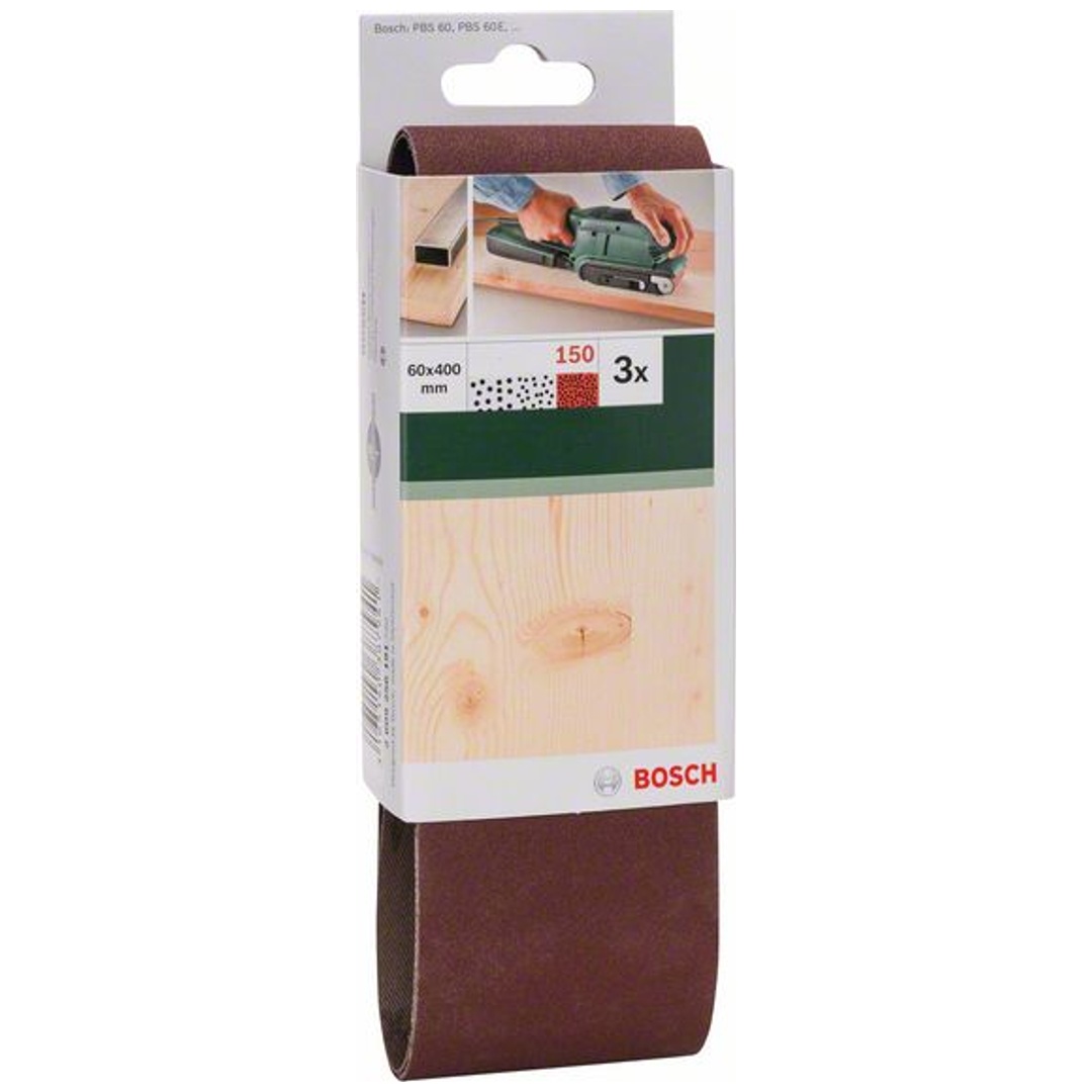 Bosch Schleifband-Set, 3-tlg., rote Qualität, DIY, 60 x 400 mm, 150