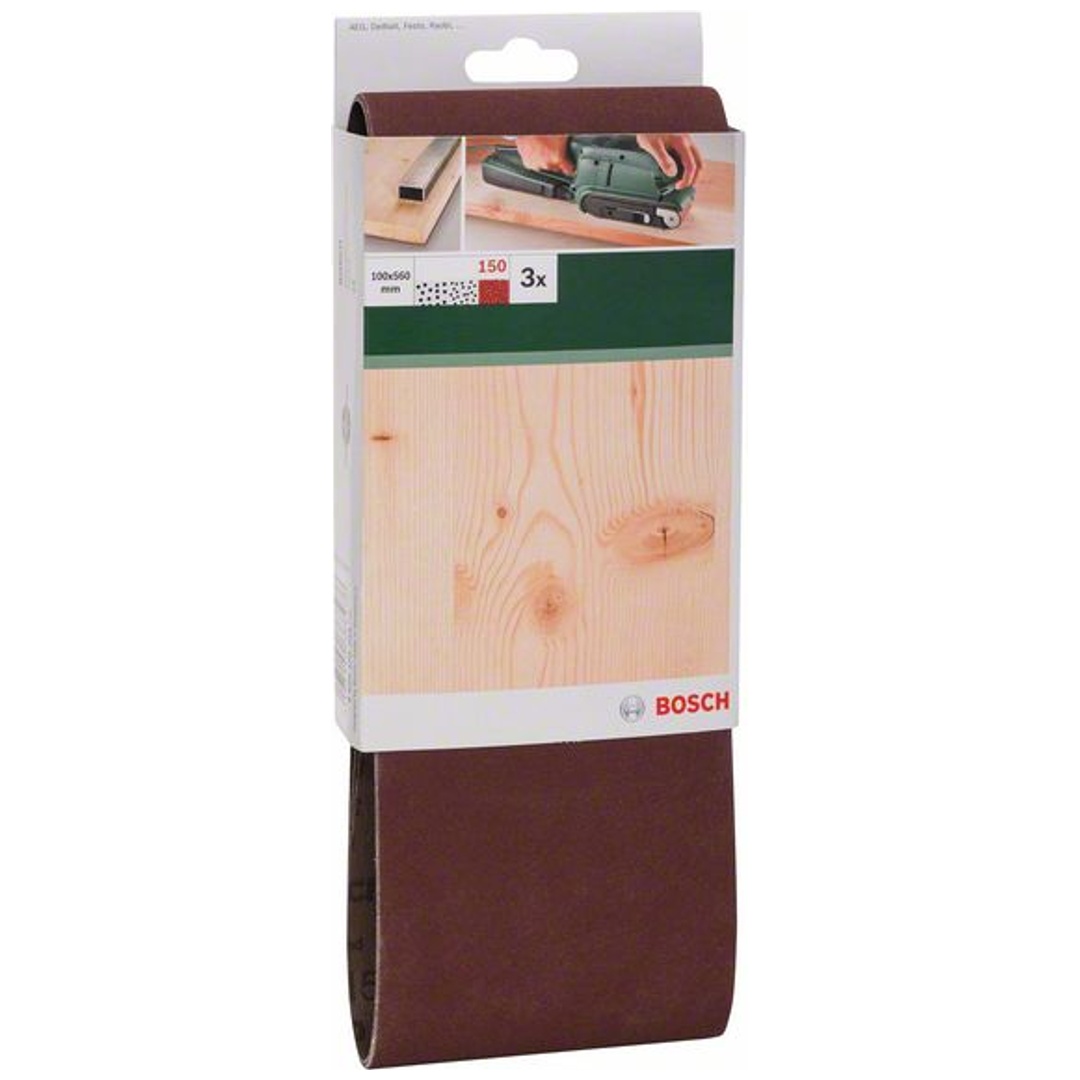 Bosch Schleifband-Set, 3-tlg., rote Qualität, DIY, 100 x 560 mm, 150
