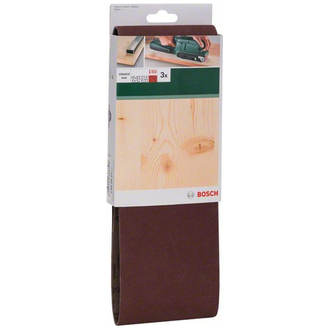 Bosch Schleifband-Set, 3-tlg., rote Qualität, DIY, 100 x 610 mm, 150