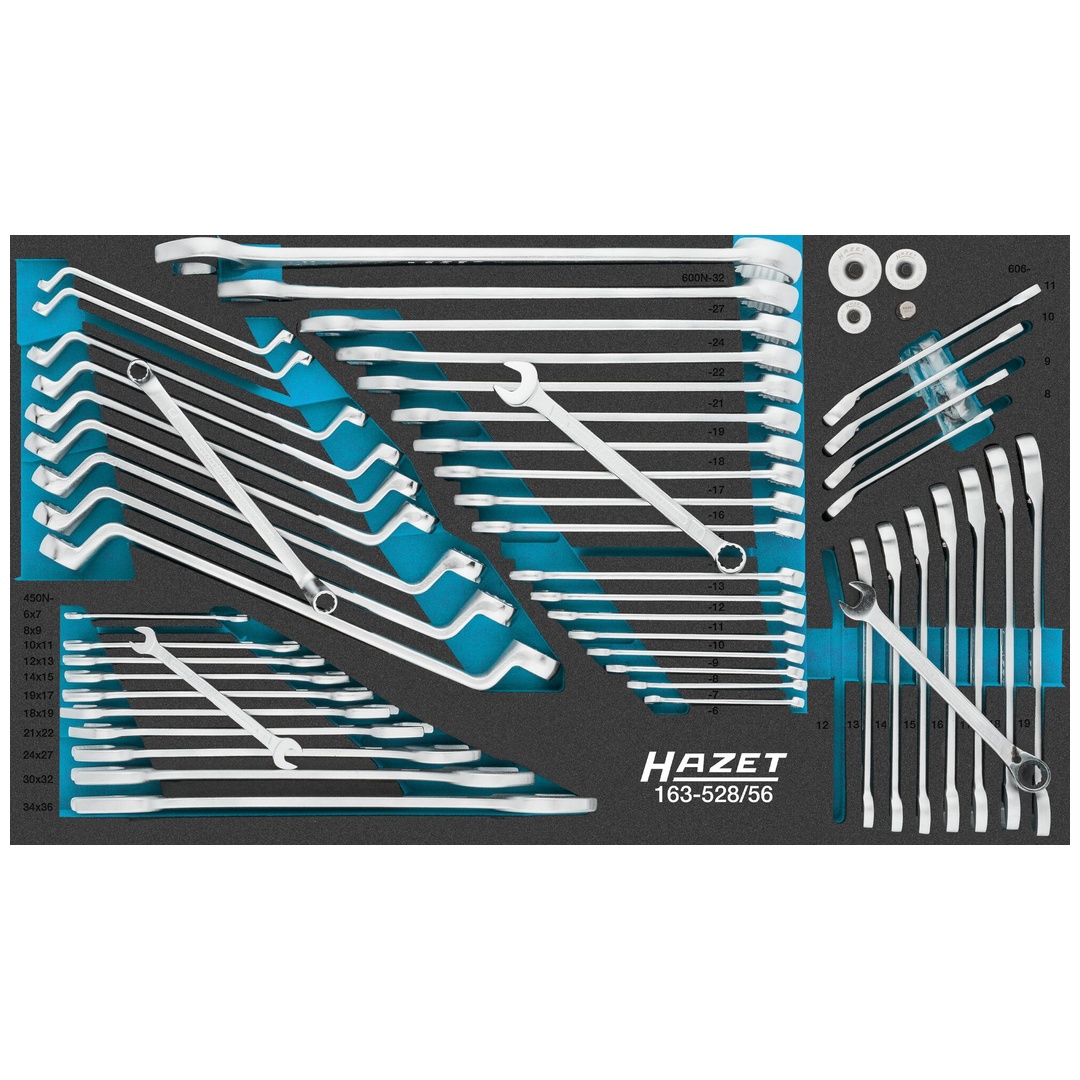Hazet Schraubenschlüssel Satz Außen Sechskant Profil, Außen Doppelsechskant-Tractionsprofil, 56-tlg., 6 x 7 - 34 x 36