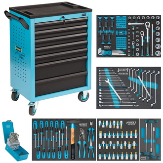 Hazet Werkstattwagen Assistent 178 N-7, mit 204 Werkzeugen, Schubladen, flach: 5?x 80?x?527?x?348 mm, Schubladen, hoch: 2?x 165?x?527?x?348 mm, Anzahl