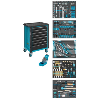 Hazet Werkstattwagen Assistent 179N-8/314, Schubladen, flach: 7?x 81?x?522?x?398 mm, Schubladen, hoch: 1?x 166?x?522?x?398 mm, Anzahl Werkzeuge: 314