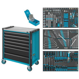 Hazet Werkstattwagen Assistent, Schubladen, flach: 5 x 81 x 696 x 398 mm, Schubladen, hoch: 2 x 166 x 696 x 398 mm, Anzahl Werkzeuge: 265, Art.Nr. 179